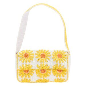 SOL AND MER Daisy Motif All Over Hand Beaded Shoulder Bag